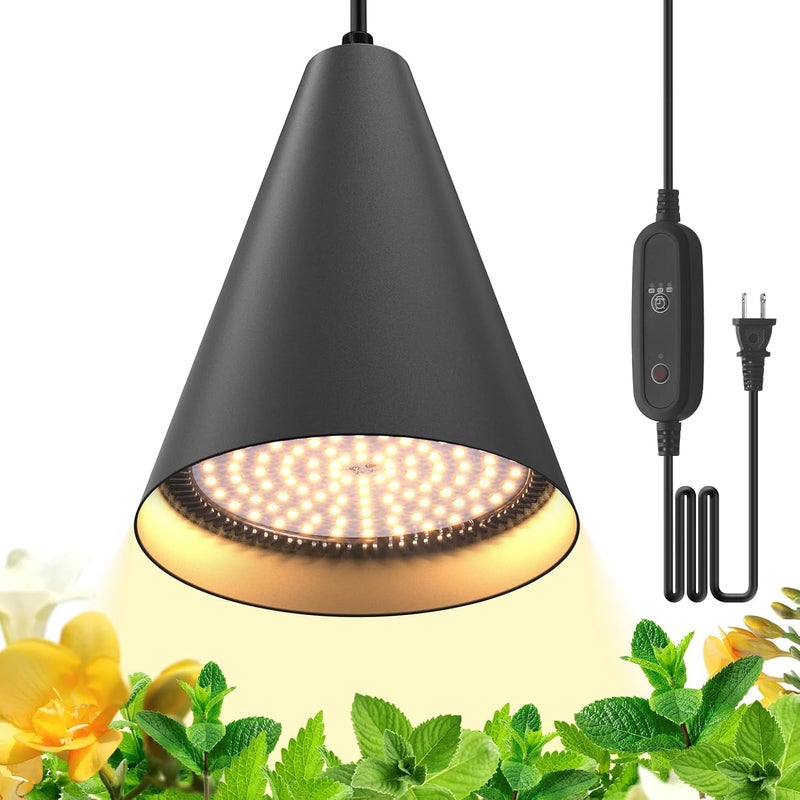 Bstrip Hanging Grow Lights, Full Spectrum Hanging Plant Lights for Indoor Plants, 25W Black Grow Light Bulbs with 16.4FT Power Cord, 3000K Grow Light for Indoor Plant with Timer for Garden, Flowers - Image 1